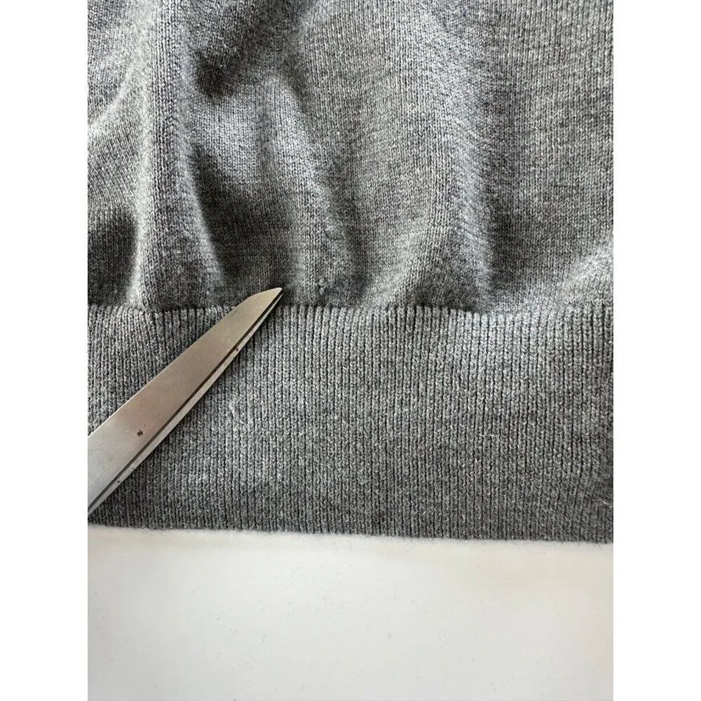 Lacoste Men's Grey V-neck Pullover Sweater Elbow Patch Medium